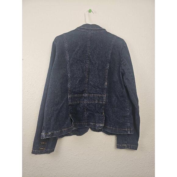 St John's Bay Blue Denim Jacket XL 5-Button Pocket Flaps Collarless - Picture 6 of 8